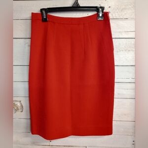 Vintage Red Pencil Skirt Size 12, 100% Wool, Made in Italy, Side Zip No Pockets.